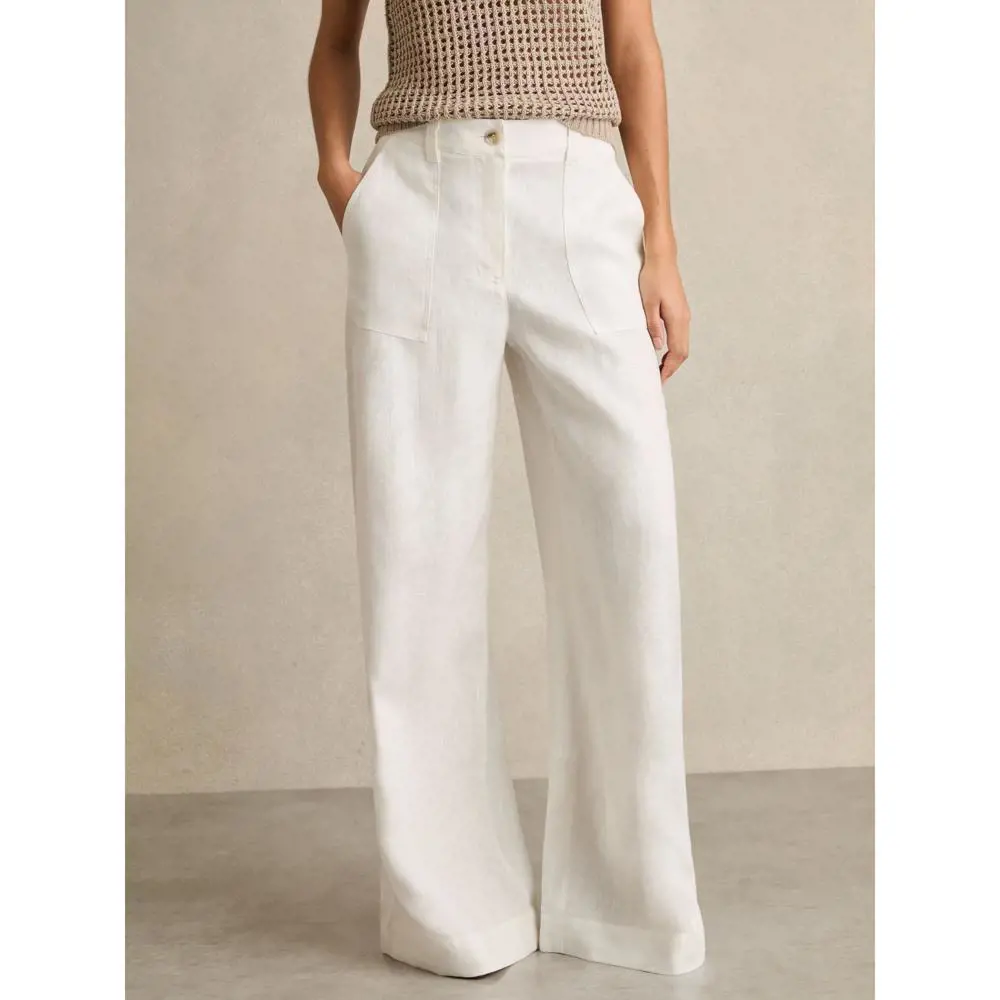 REISS ASHBY Linen Wide Leg Trousers